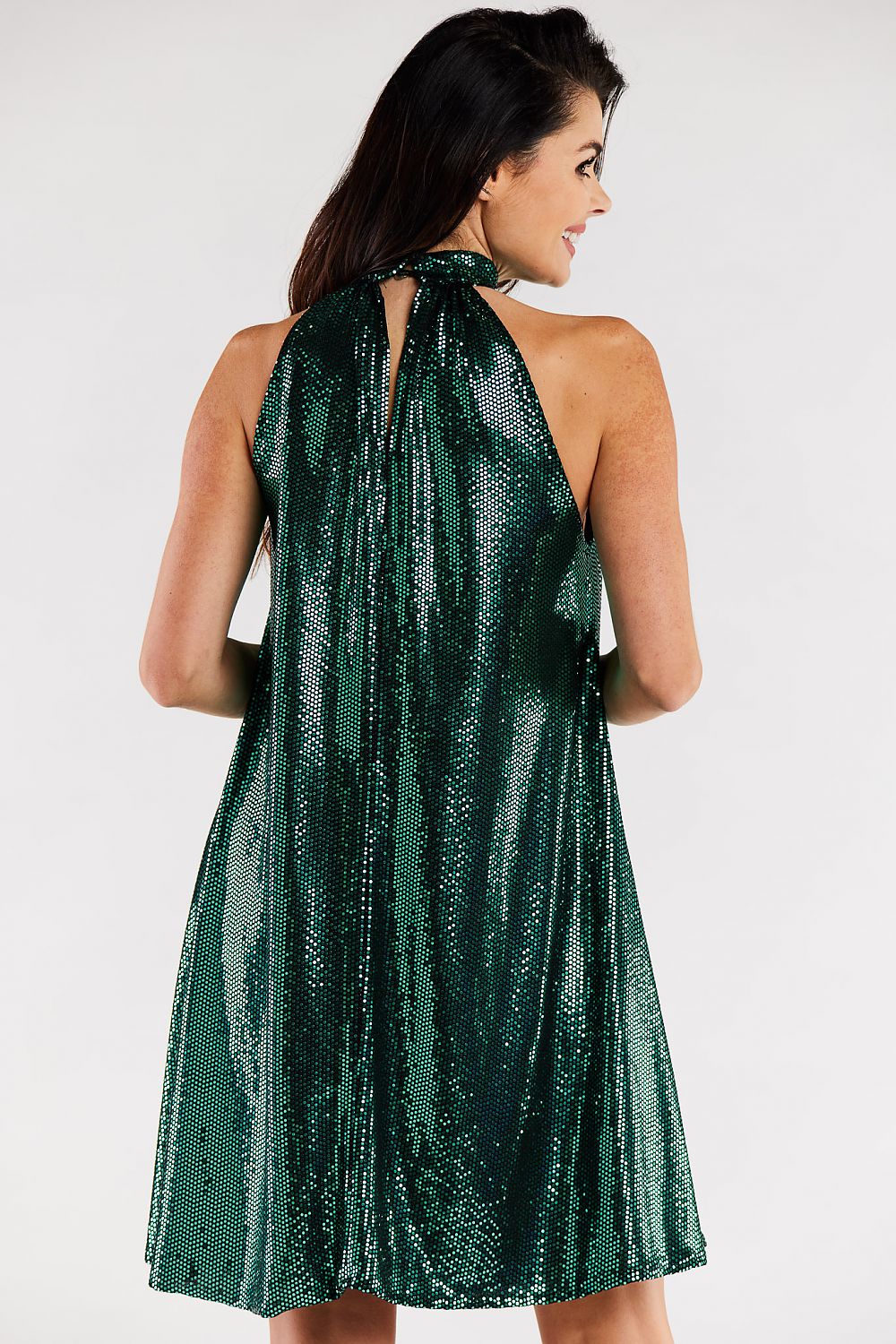 Dettaglio vista posteriore Vestito midi verde per cerimonia donna Awama 174325