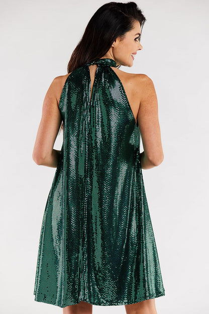 Dettaglio vista posteriore Vestito midi verde per cerimonia donna Awama 174325