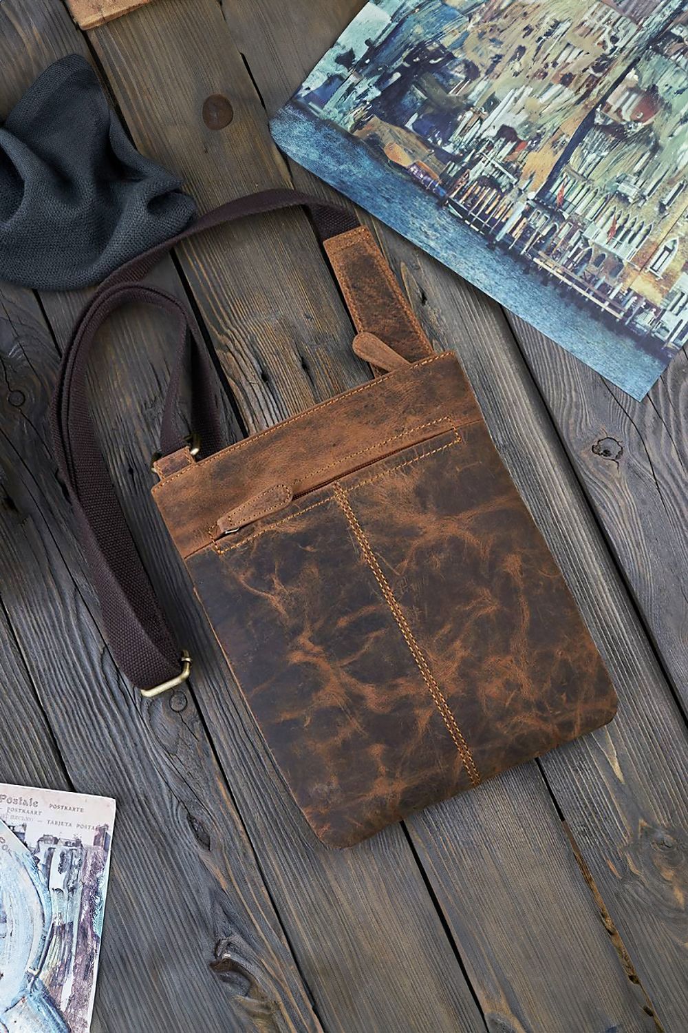  Borsa di pelle naturale model 191538 Galanter 