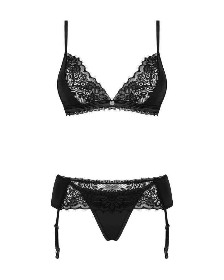 Completo Lingerie "Maderris" reggiseno, perizoma, reggicalze