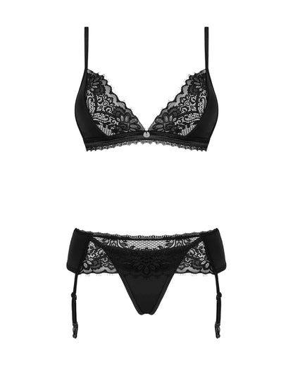 Completo Lingerie "Maderris" reggiseno, perizoma, reggicalze