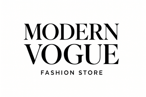 Logo alta risoluzione per negozio Modern Vogue colori base sfondo bianco e scritta nera