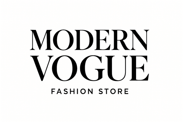 Logo alta risoluzione per negozio Modern Vogue colori base sfondo bianco e scritta nera