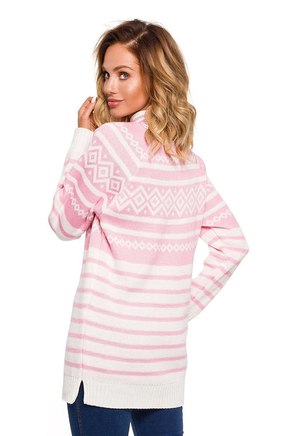 Maglione acrilico 160145 Moe – vista posteriore con motivo geometrico e vestibilità allungata