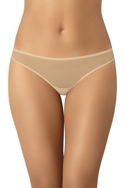 Set da 3 perizomi classici Teyli in rete beige, vista frontale 182854