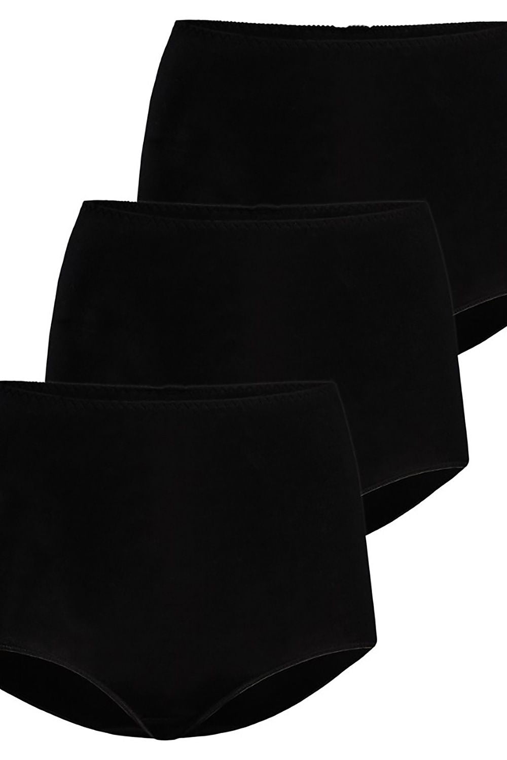 Confezione da 3 slip a vita alta neri impilati, mostra il design semplice 183592 Teyli 
