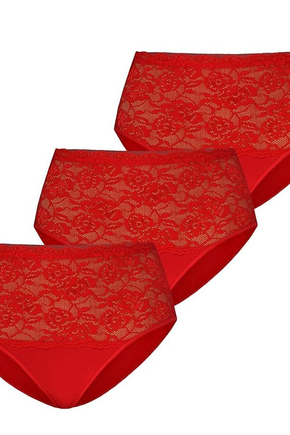 Multipack tre mutandine rosso Teyli 182912 con pizzo elasticizzato e cotone 