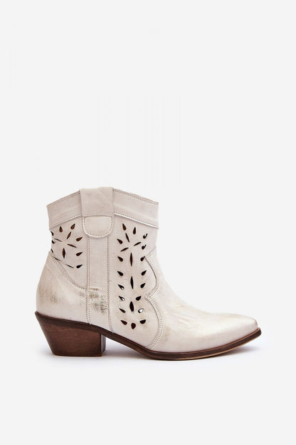  Stivaletto donna beige in pelle naturale con punta affusolata e tacco basso 193147 Step in style 